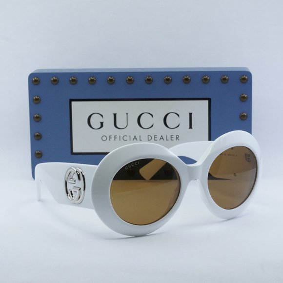 FINAL PRICE NEW GUCCI GG1647S 003 WHITE BROWN SUNGLASSES - Picture 9 of 11